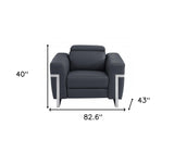 Three Piece Indoor Dark Gray Italian Leather Six Person Seating Set