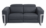Two Piece Indoor Dark Gray Italian Leather Five Person Seating Set