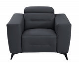 Three Piece Indoor Dark Gray Italian Leather Six Person Seating Set