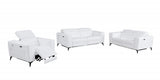 Three Piece Indoor White Italian Leather Six Person Seating Set