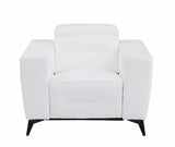 Three Piece Indoor White Italian Leather Six Person Seating Set