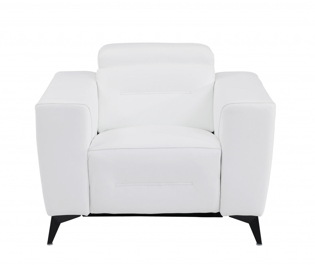 Three Piece Indoor White Italian Leather Six Person Seating Set