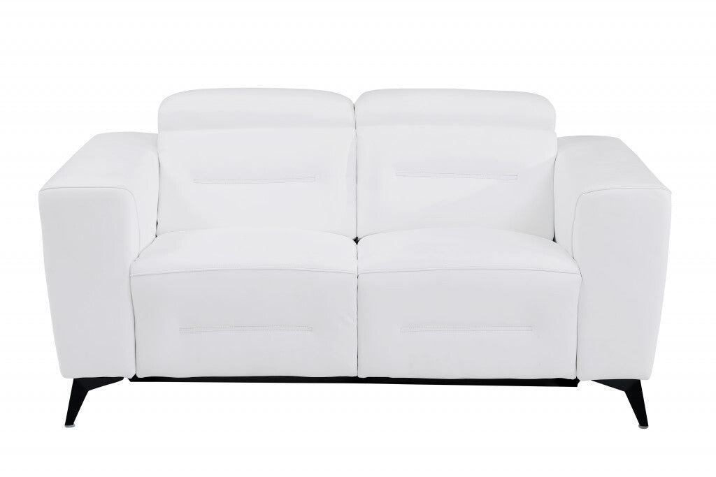 Three Piece Indoor White Italian Leather Six Person Seating Set