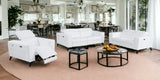 Three Piece Indoor White Italian Leather Six Person Seating Set