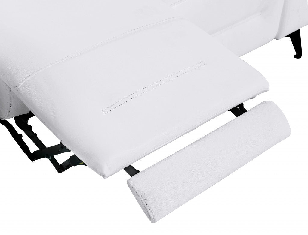 Three Piece Indoor White Italian Leather Six Person Seating Set