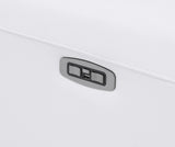 83" White Italian Leather USB Reclining Sofa With Black Legs