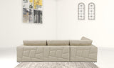 Beige Italian Leather Reclining L Shaped Two Piece Corner Sectional
