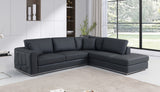 Dark Gray Italian Leather L Shaped Two Piece Corner Sectional