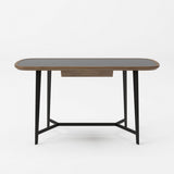 55" Walnut And Black Glass Rectangular Writing Desk