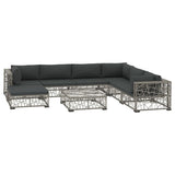 8 Piece Patio Lounge Set with Cushions Poly Rattan Gray
