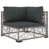 8 Piece Patio Lounge Set with Cushions Poly Rattan Gray