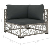 8 Piece Patio Lounge Set with Cushions Poly Rattan Gray