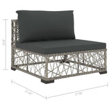 8 Piece Patio Lounge Set with Cushions Poly Rattan Gray