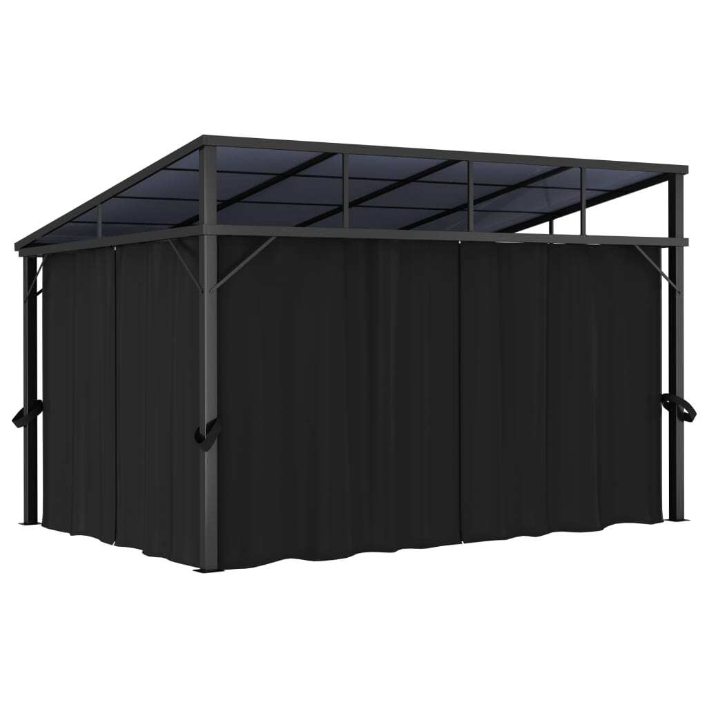 Gazebo with Curtain 13.3'x9.6'x8'Anthracite