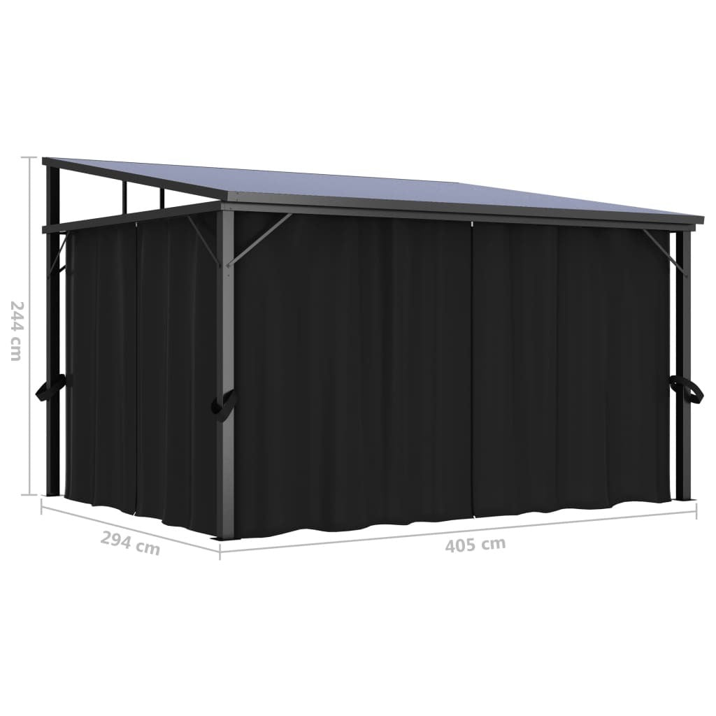 Gazebo with Curtain 13.3'x9.6'x8'Anthracite