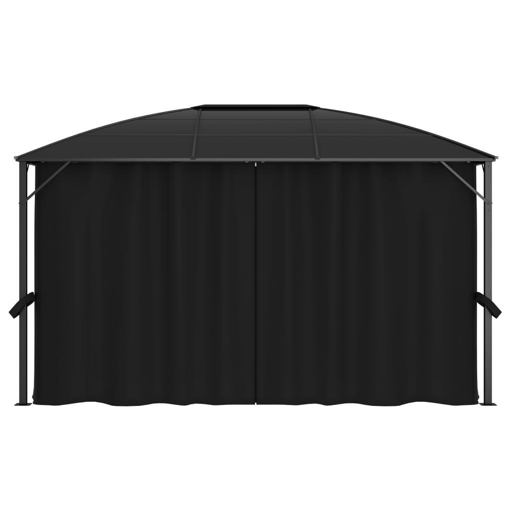 Gazebo with Curtains 157.5"x118.1"x104.3" Anthracite