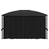 Gazebo with Curtains 157.5"x118.1"x104.3" Anthracite