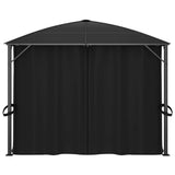 Gazebo with Curtains 157.5"x118.1"x104.3" Anthracite