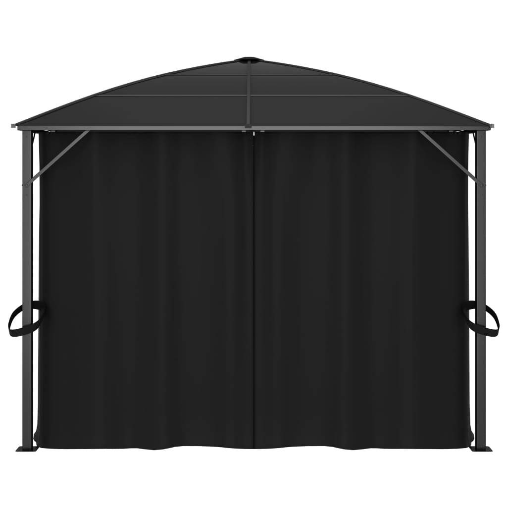 Gazebo with Curtains 157.5"x118.1"x104.3" Anthracite