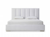 Queen White Upholstered Channel Tufted Velvet Bed Frame