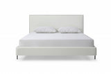 King White Upholstered Faux Leather Bed With USB