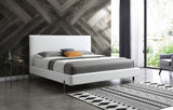 King White Upholstered Faux Leather Bed With USB