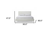 King White Upholstered Faux Leather Bed With USB