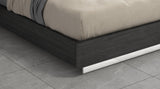Queen Dark Grey High Gloss Bed Frame with Faux Leather Headboard