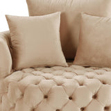 43" Beige Velvet Solid Color Swivelbarrel Chair