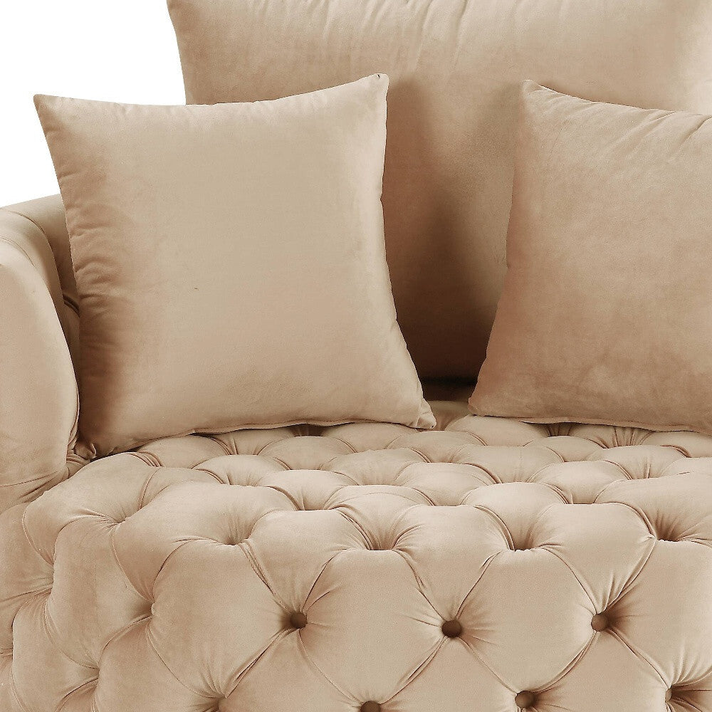 43" Beige Velvet Solid Color Swivelbarrel Chair