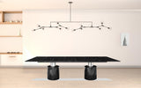 180" Black Marble Double Pedestal Base Dining Table