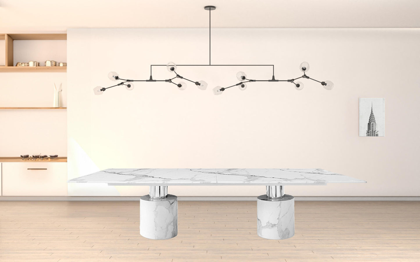 180" White Marble Double Pedestal Base Dining Table
