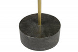 30" Black And Brown Solid Wood And Marble Round End Table