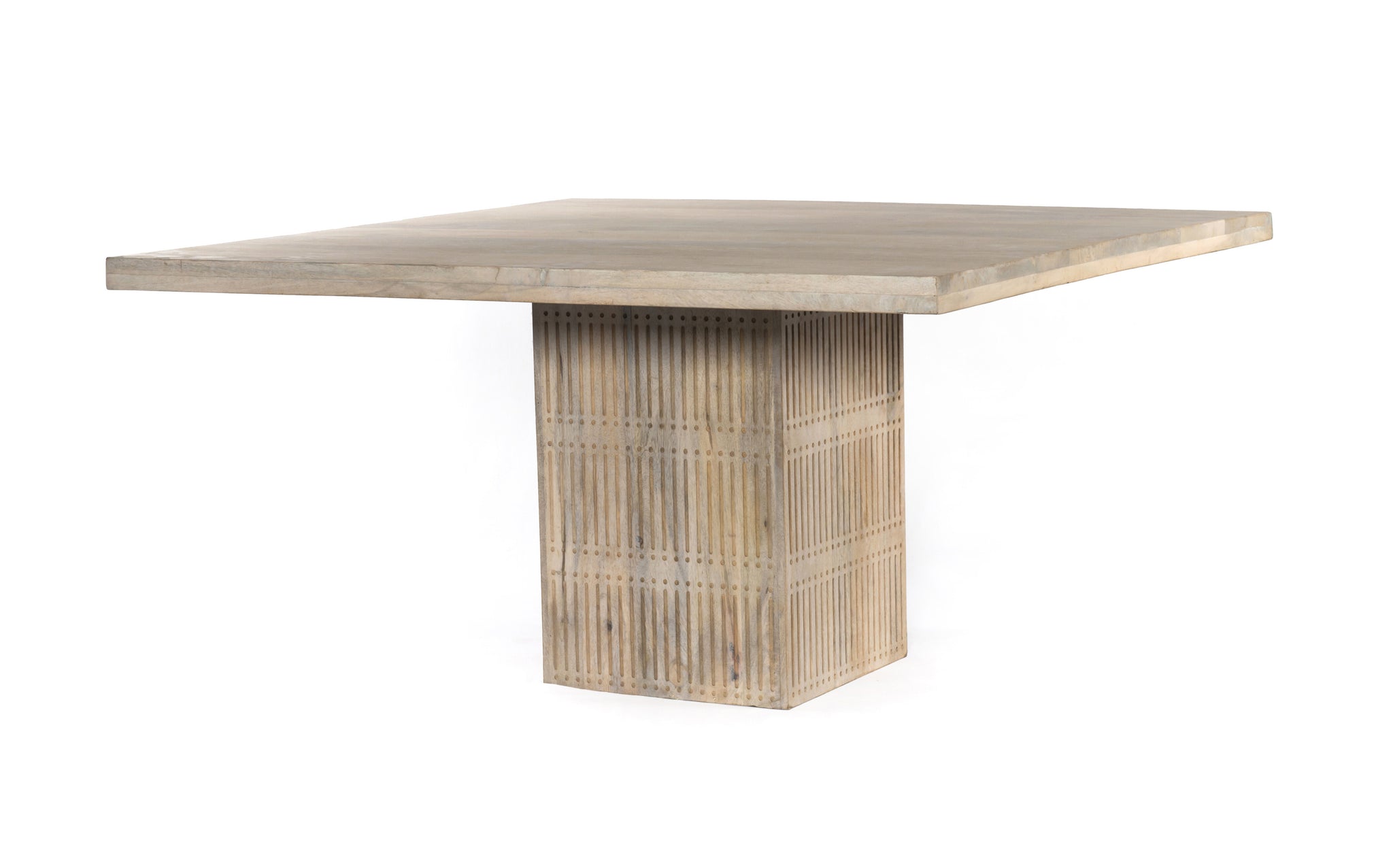 60" Ivory Square Solid Wood Pedestal Base Dining Table
