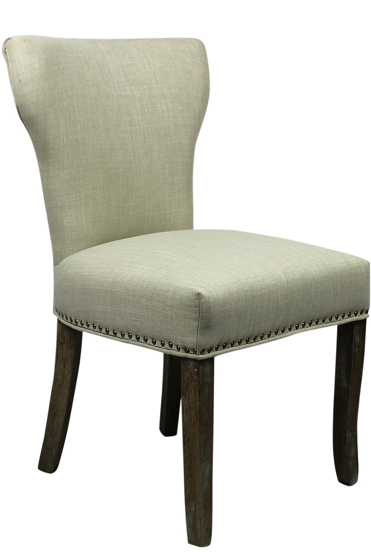 Set of Two Ivory And Brown Upholstered Fabric Dining Parsons Chairs