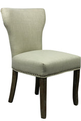 Set of Two Ivory And Brown Upholstered Fabric Dining Parsons Chairs