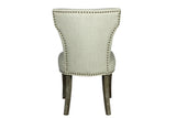 Set of Two Ivory And Brown Upholstered Fabric Dining Parsons Chairs