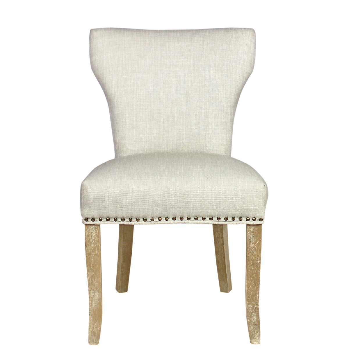 Set of Two Ivory And Natural Upholstered Fabric Dining Parsons Chairs