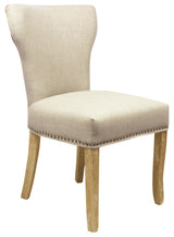 Set of Two Ivory And Natural Upholstered Fabric Dining Parsons Chairs