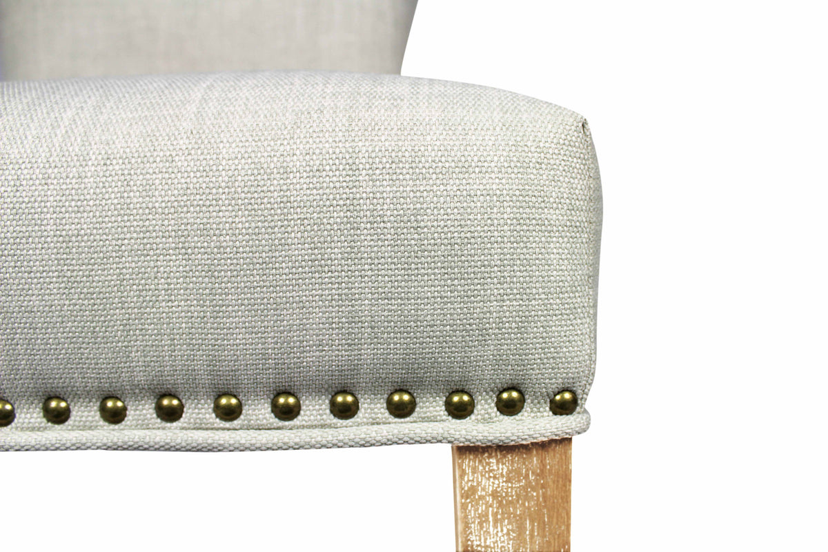 Set of Two Ivory And Natural Upholstered Fabric Dining Parsons Chairs