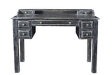 46" Black Solid Wood Writing Desk With Seven Drawers