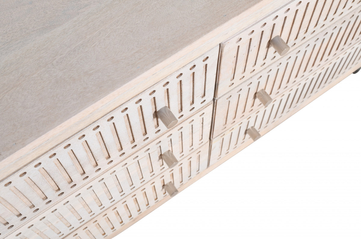 48" Brushed Ivory Solid Wood Six Drawer Double Dresser