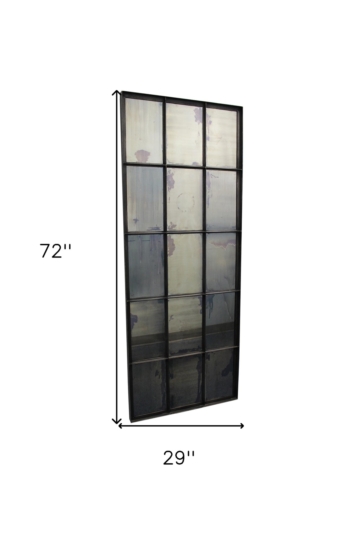 72" Black Metal Framed Full Length Antiqued Glass Hanging Mirror