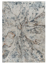 8' X 10' Beige Blue Abstract Power Loom Area Rug