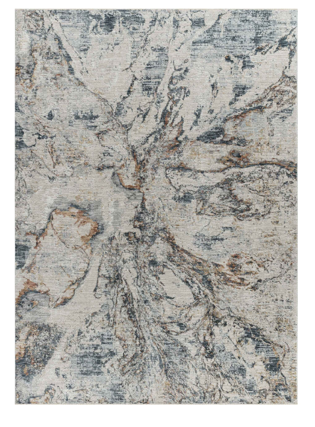 8' X 10' Beige Blue Abstract Power Loom Area Rug