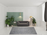 8' X 10'  Blue Gray Southwestern Floral Stain Resistant Area Rug