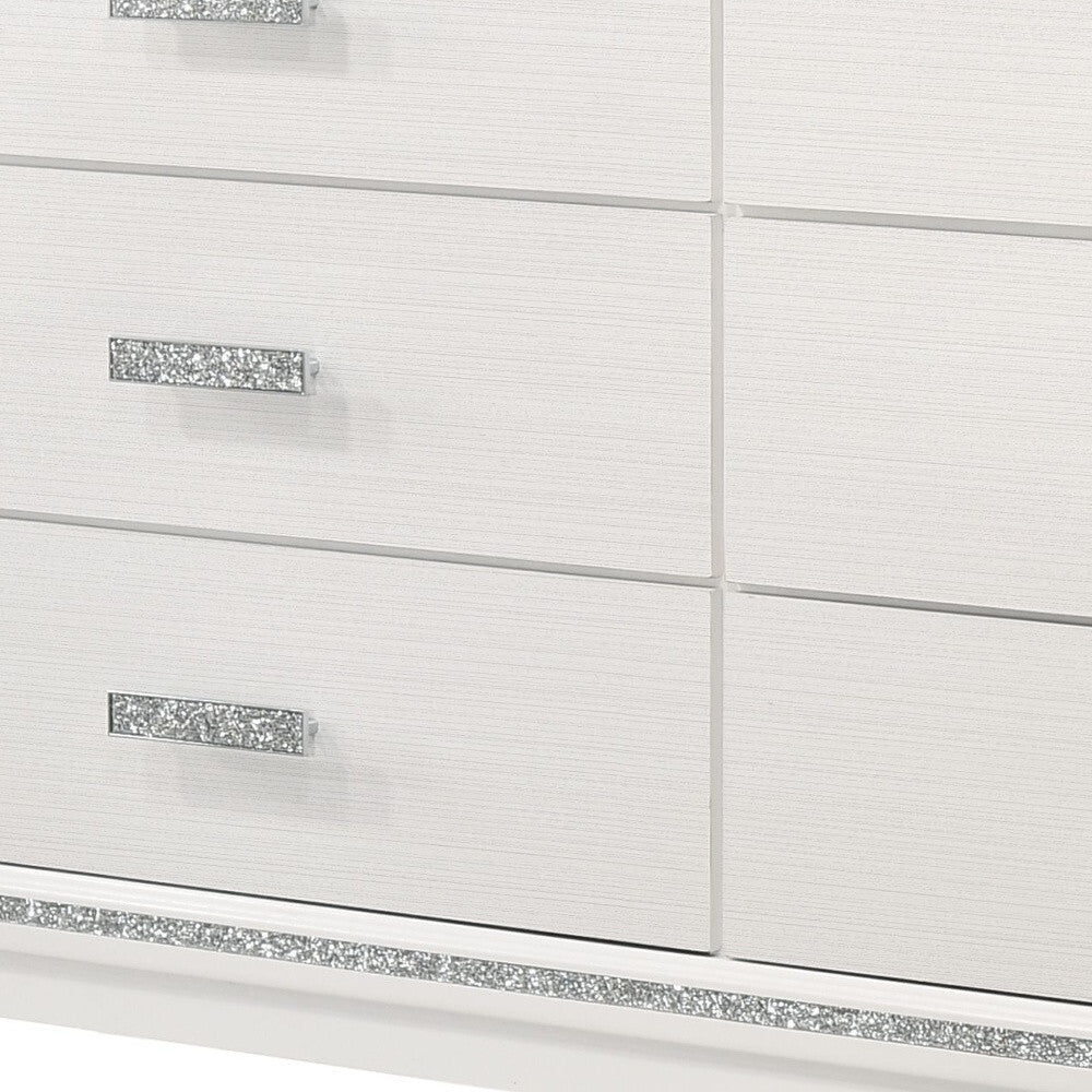 63" White Solid and Manufactured Wood Six Drawer Double Dresser