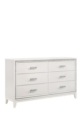 63" White Solid and Manufactured Wood Six Drawer Double Dresser