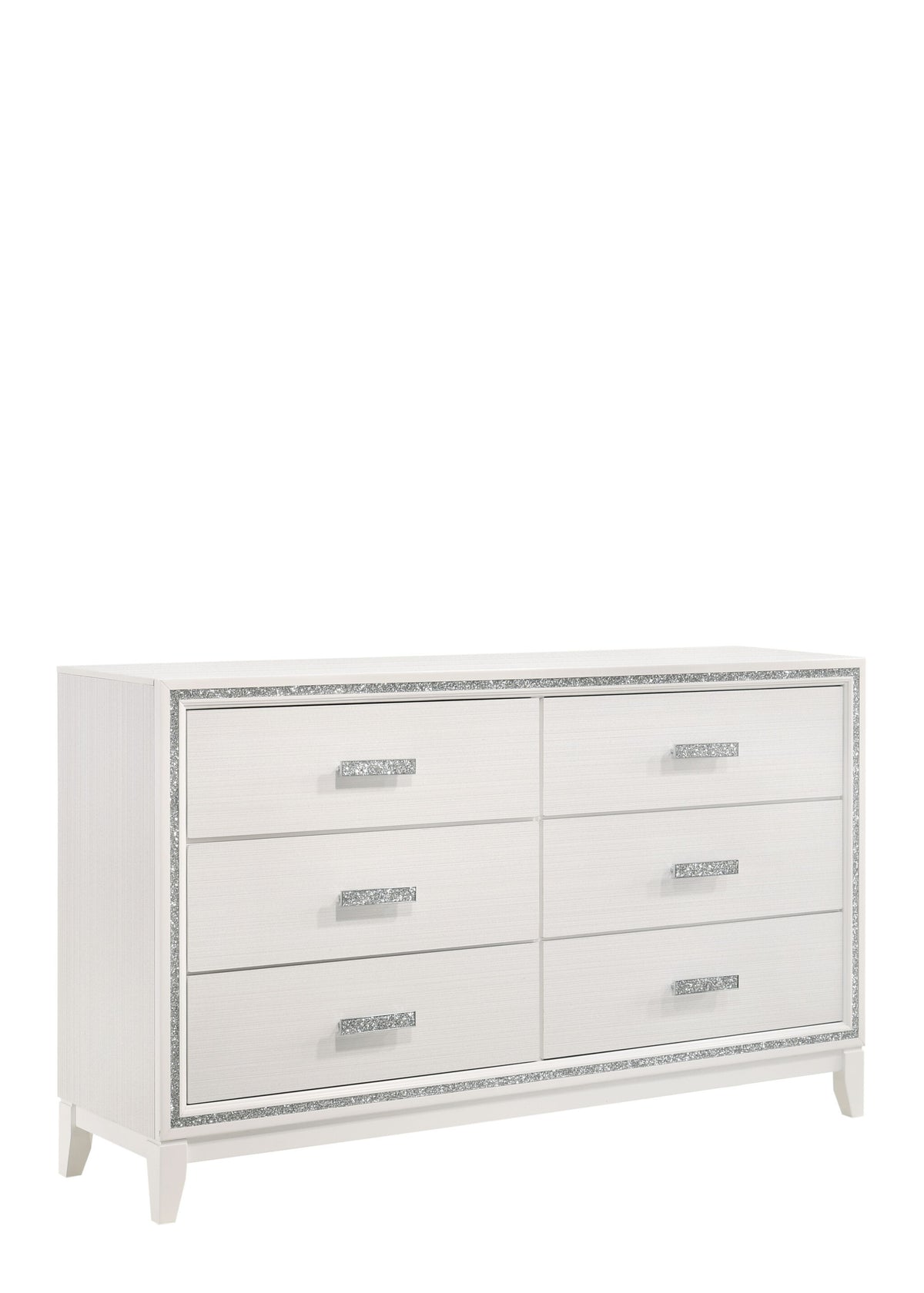 63" White Solid and Manufactured Wood Six Drawer Double Dresser