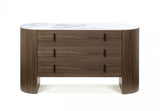 55" Walnut Marble Solid And Manufactured Wood Three Drawer Dresser